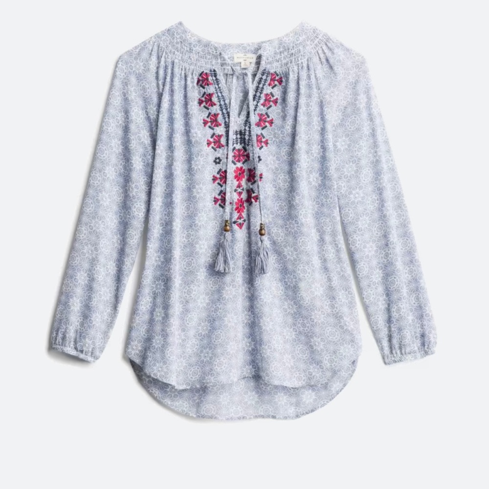 Mason & Belle Bobby Embroidered Tie Detail Top